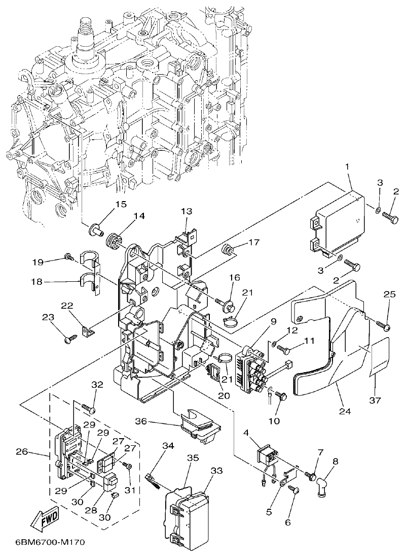 Yamaha F150BET, FL150BET ELECTRICAL 2 parts diagram